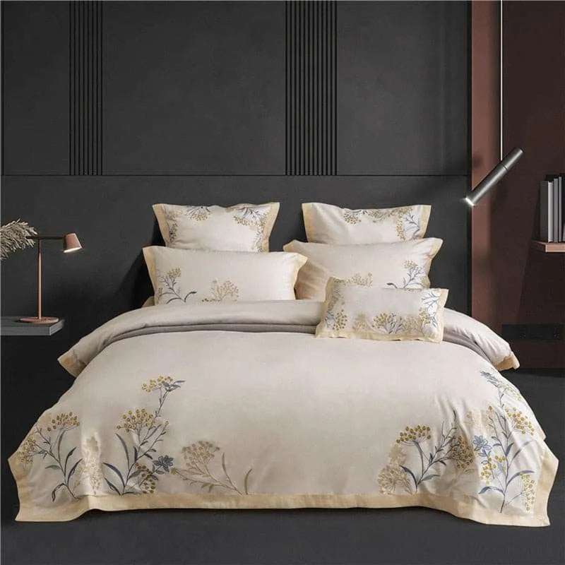 Elegance Collection: Luxurious Egyptian Cotton Embroidered Bedding Set - Julia M LifeStyles