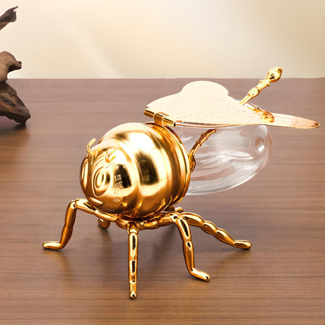 Elegant Bee Sugar Bowl with Spoon - Metal Craft Kitchen Essential - Julia M LifeStyles