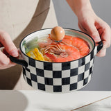 Elegant Binaural Ceramic Noodle Bowl with Lid for Instant Meals - Julia M LifeStyles