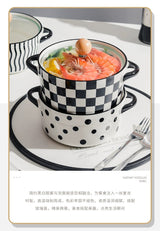 Elegant Binaural Ceramic Noodle Bowl with Lid for Instant Meals - Julia M LifeStyles