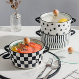 Elegant Binaural Ceramic Noodle Bowl with Lid for Instant Meals - Julia M LifeStyles