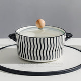 Elegant Binaural Ceramic Noodle Bowl with Lid for Instant Meals - Julia M LifeStyles