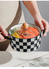 Elegant Binaural Ceramic Noodle Bowl with Lid for Instant Meals - Julia M LifeStyles