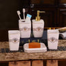 Elegant Black/White Ceramic Bathroom Set: Dispenser, Cup, Holder & More - Julia M LifeStyles