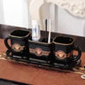 Elegant Black/White Ceramic Bathroom Set: Dispenser, Cup, Holder & More - Julia M LifeStyles