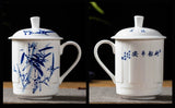 Elegant Blue and White Porcelain Cup with Lid for Tea Brewing - Julia M LifeStyles