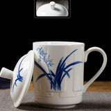 Elegant Blue and White Porcelain Cup with Lid for Tea Brewing - Julia M LifeStyles