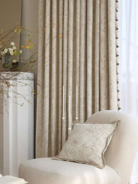 Elegant Cream Curtain Luxury Tassel Curtain - Julia M LifeStyles