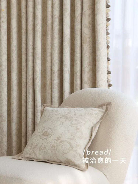 Elegant Cream Curtain Luxury Tassel Curtain - Julia M LifeStyles