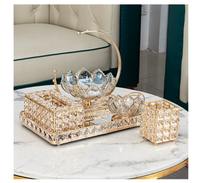 Elegant Crystal Tissue Box and Remote Control Holder - Julia M LifeStyles