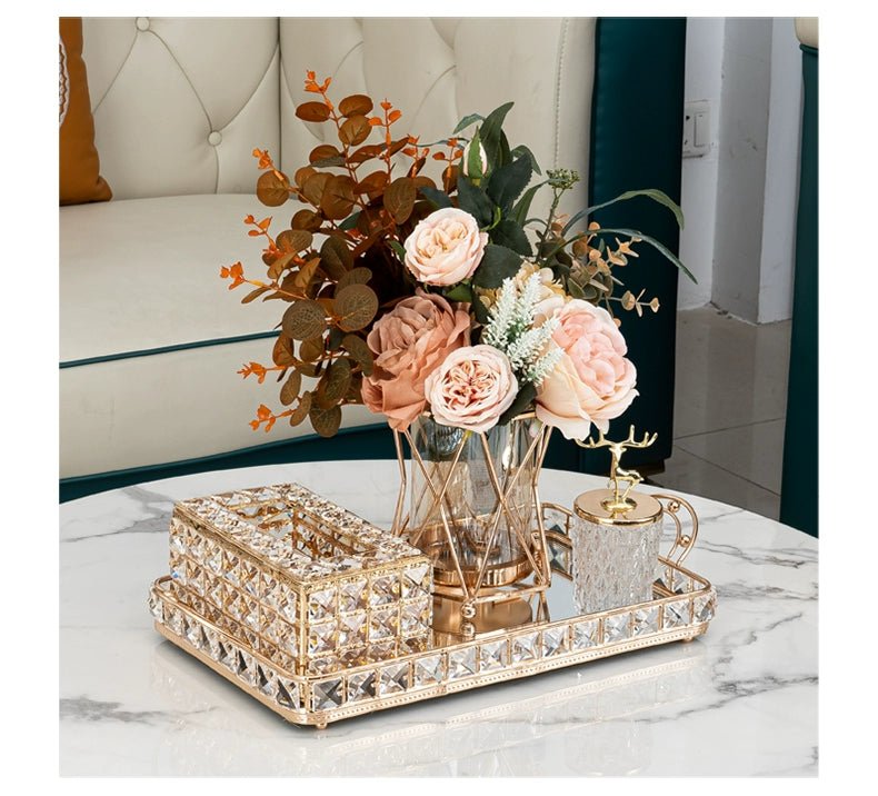 Elegant Crystal Tissue Box and Remote Control Holder - Julia M LifeStyles