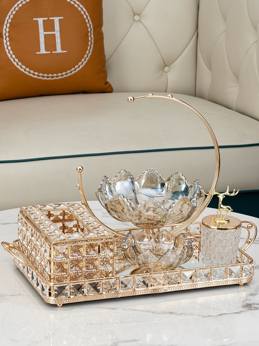 Elegant Crystal Tissue Box and Remote Control Holder - Julia M LifeStyles