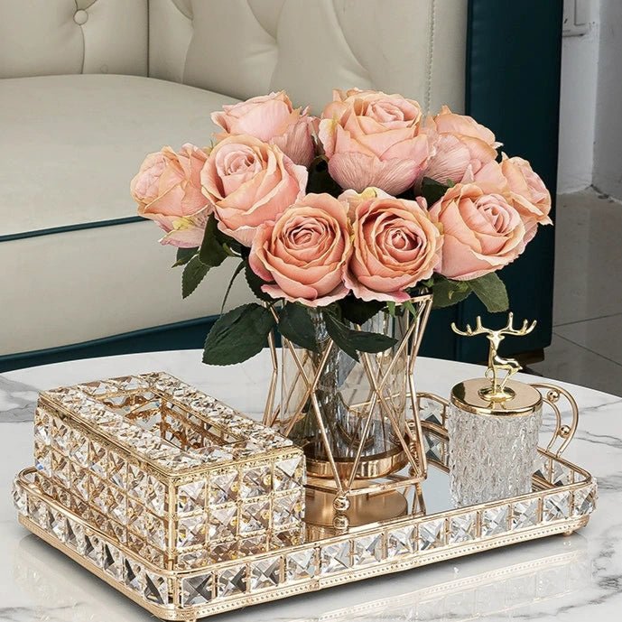 Elegant Crystal Tissue Box and Remote Control Holder - Julia M LifeStyles