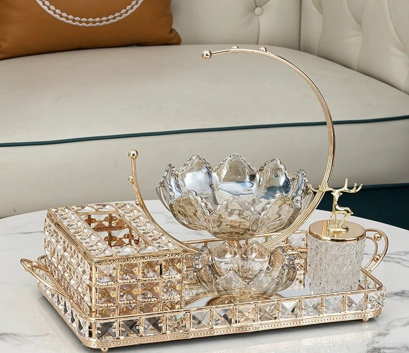 Elegant Crystal Tissue Box and Remote Control Holder - Julia M LifeStyles