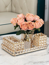 Elegant Crystal Tissue Box and Remote Control Holder - Julia M LifeStyles