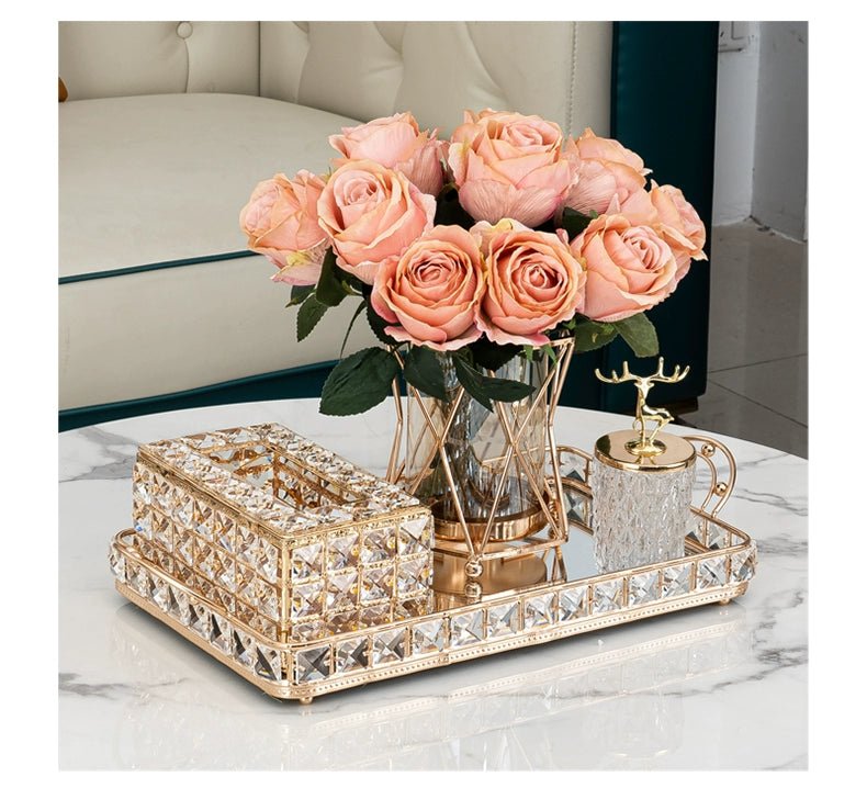 Elegant Crystal Tissue Box and Remote Control Holder - Julia M LifeStyles