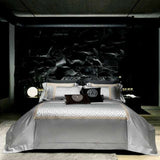 Elegant Italian Cotton Geometric Satin Bedding Set - Julia M LifeStyles