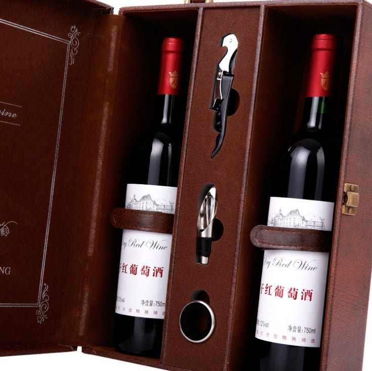 Elegant Leather Wine Gift Box - Julia M LifeStyles