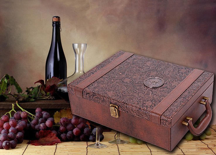 Elegant Leather Wine Gift Box - Julia M LifeStyles