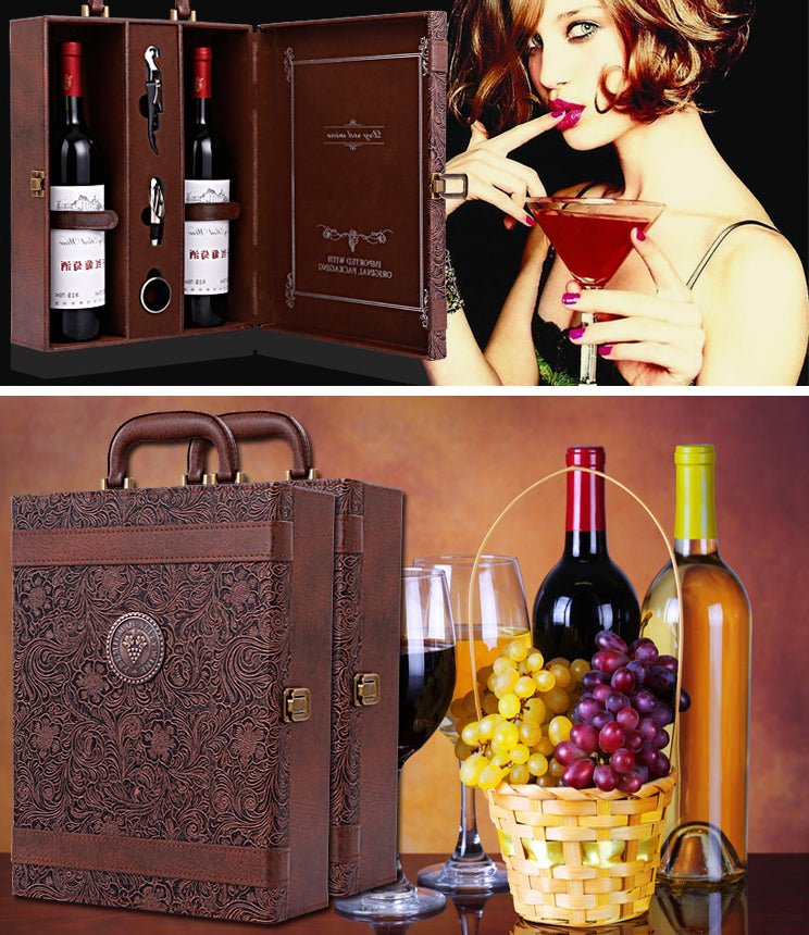 Elegant Leather Wine Gift Box - Julia M LifeStyles