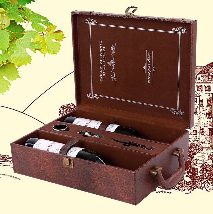 Elegant Leather Wine Gift Box - Julia M LifeStyles