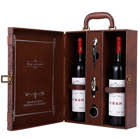 Elegant Leather Wine Gift Box - Julia M LifeStyles