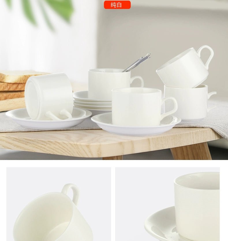 European Ceramic Cup Coffee Cup Suit Simple Coffee Cup 6 - Piece Set For Home Small Luxury Coffee Cup, Dish and Spoon - Julia M LifeStyles