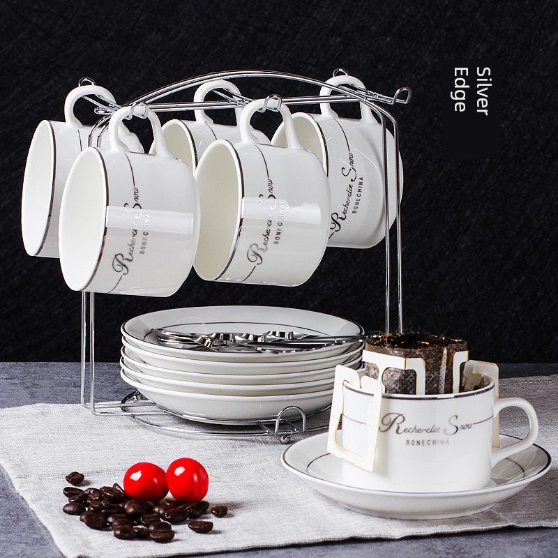 European Ceramic Cup Coffee Cup Suit Simple Coffee Cup 6-Piece Set For Home Small Luxury Coffee Cup, Dish and Spoon - Julia M LifeStyles