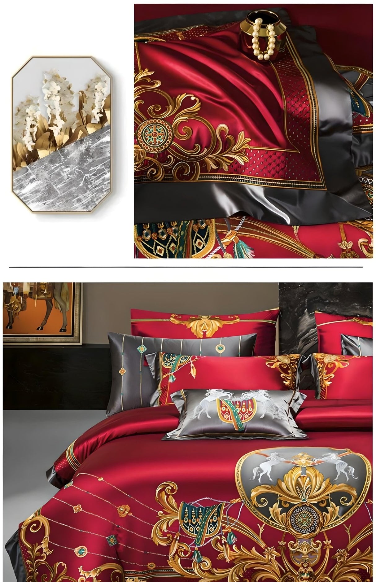 European Embroidery Palace Style Silk Cotton Bedspread Set for 1.8M Bed - Julia M LifeStyles