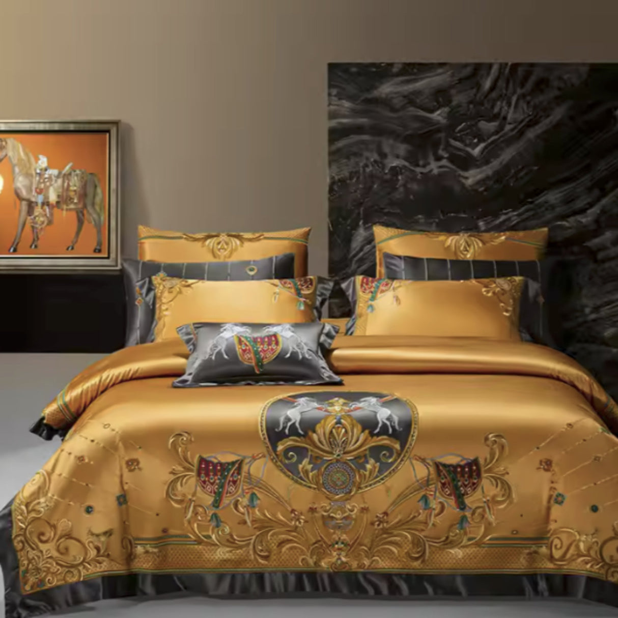 European Embroidery Palace Style Silk Cotton Bedspread Set for 1.8M Bed - Julia M LifeStyles