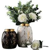 European Gilded Ceramic Vase Marble Pattern - Julia M LifeStyles