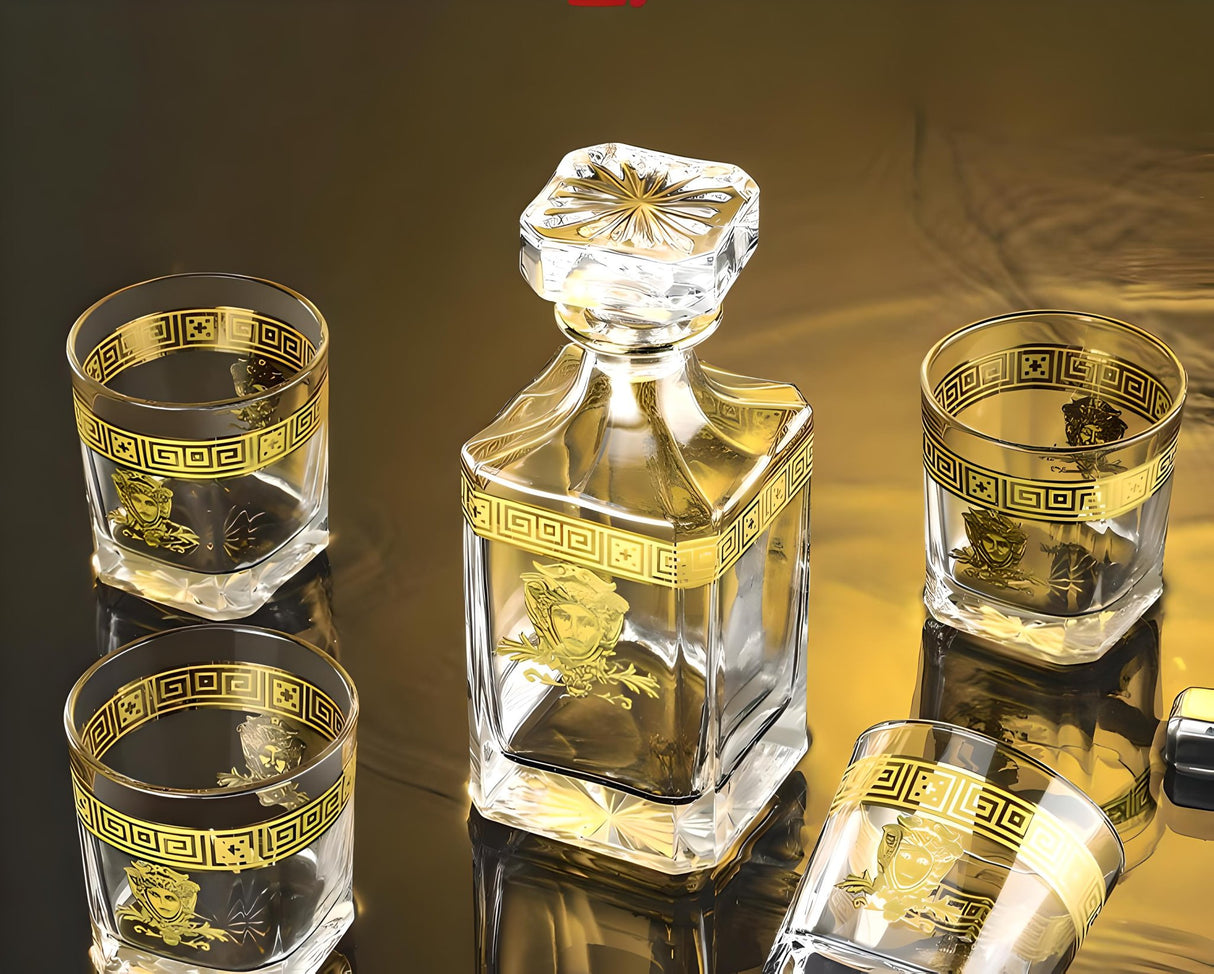 Luxury Golden Edge Crystal Whiskey Glass Set - Julia M LifeStyles