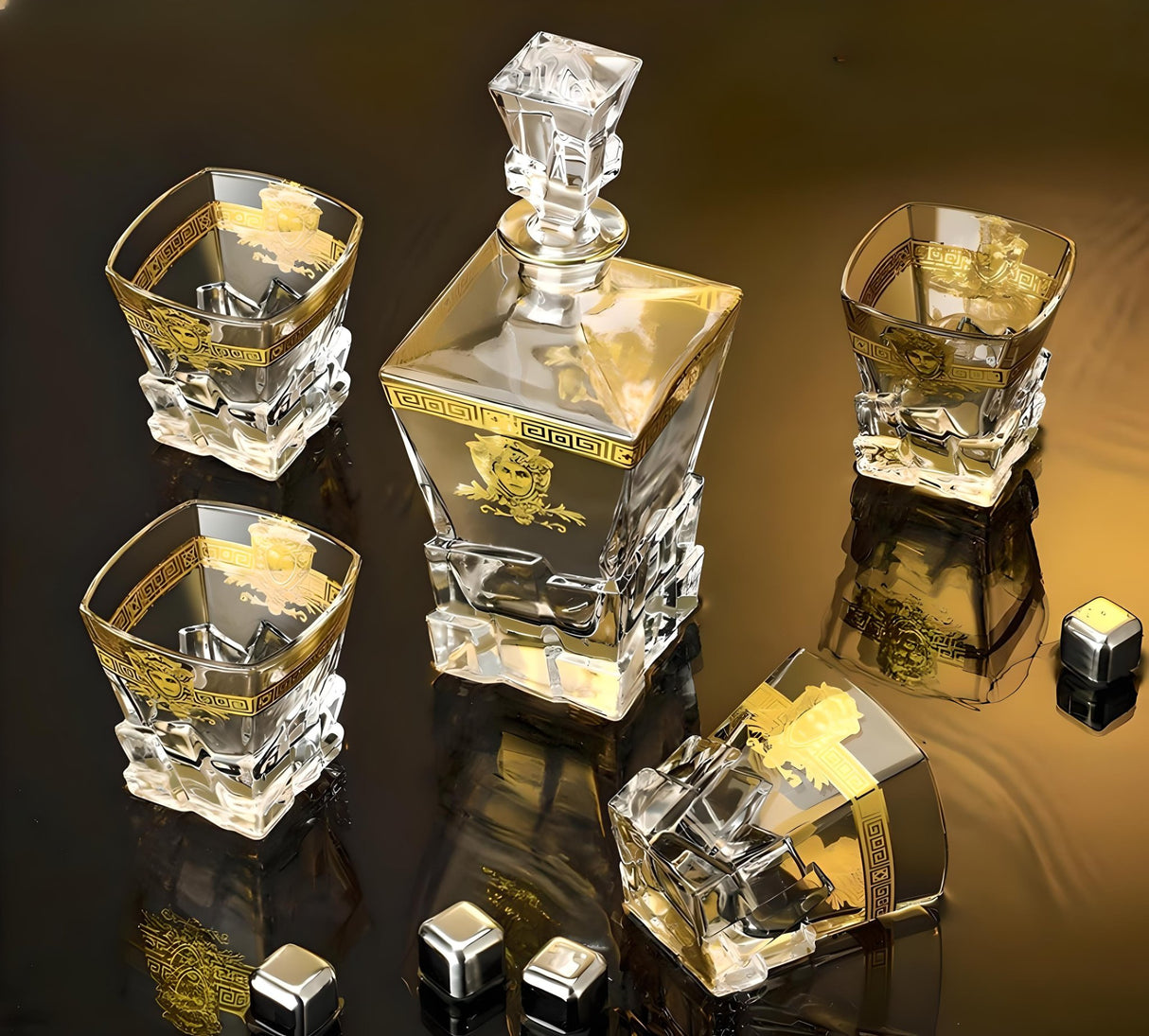 European - Style Luxury Golden Edge Crystal Whiskey Glass Set - Julia M LifeStyles