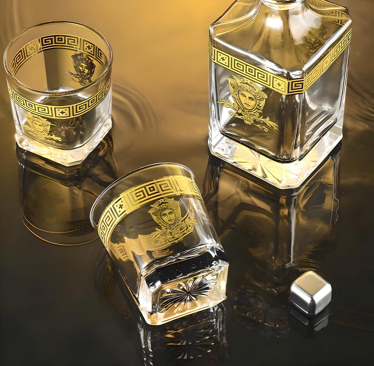 Luxury Golden Edge Crystal Whiskey Glass Set - Julia M LifeStyles