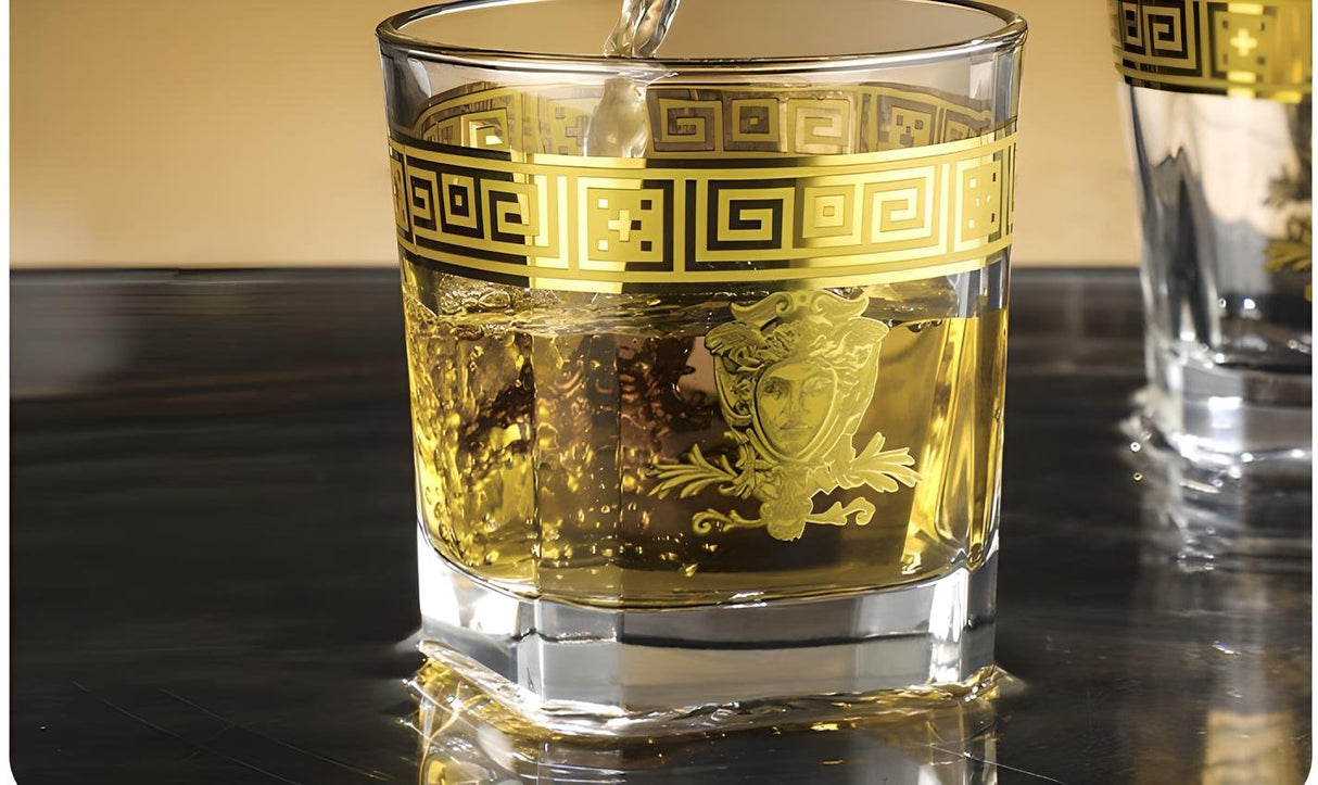 European - Style Luxury Golden Edge Crystal Whiskey Glass Set - Julia M LifeStyles