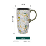 EVERGREEN American Mug with Lid Drinking Cup Large Capacity Couple Ceramic Vehicle-Mounted Home Use Coffee Cup - Julia M LifeStyles