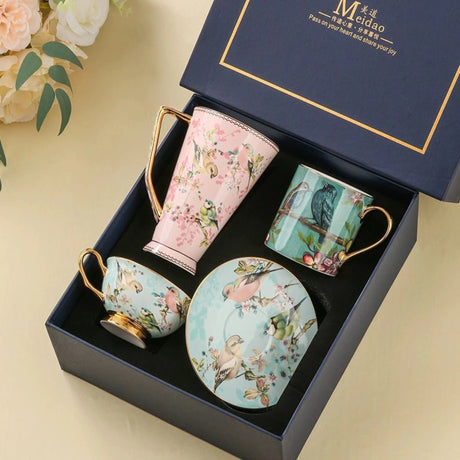 Exquisite European Bone China Coffee Cup Set in Luxury Gift Box - Julia M LifeStyles