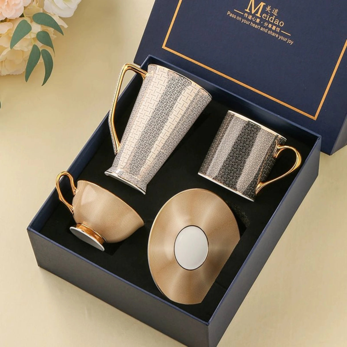 Exquisite European Bone China Coffee Cup Set in Luxury Gift Box - Julia M LifeStyles