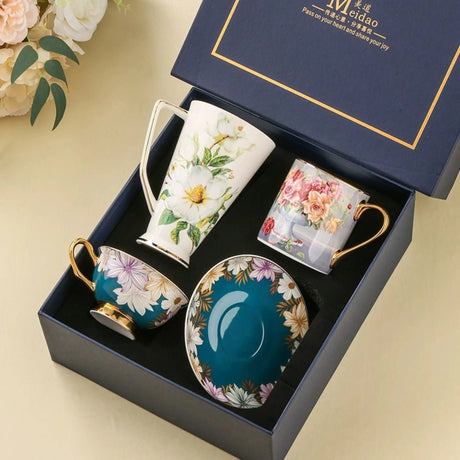 Exquisite European Bone China Coffee Cup Set in Luxury Gift Box - Julia M LifeStyles