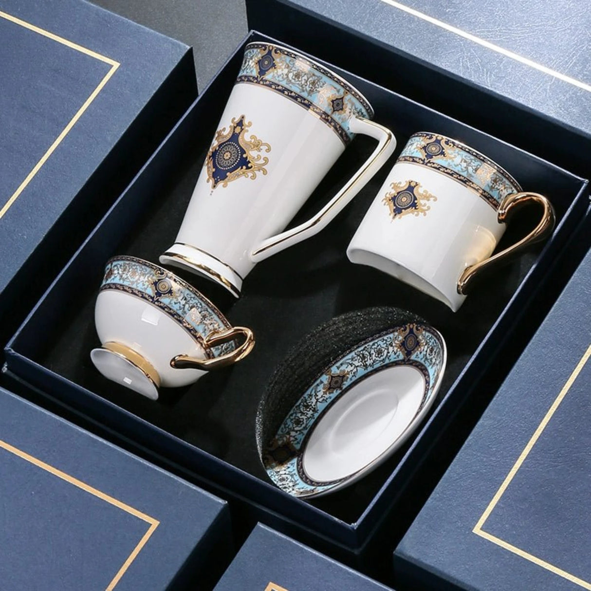 Exquisite European Bone China Coffee Cup Set in Luxury Gift Box - Julia M LifeStyles