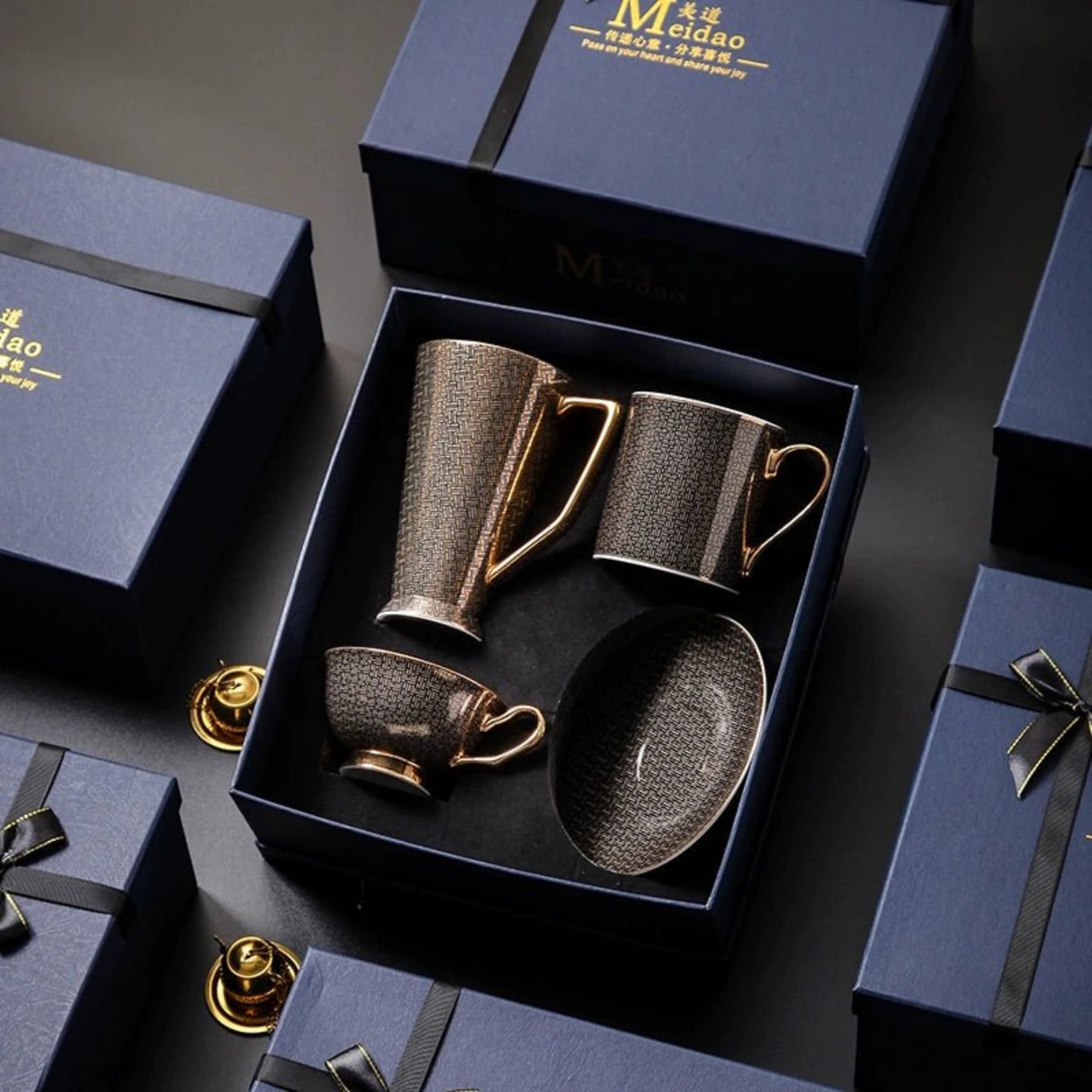 Exquisite European Bone China Coffee Cup Set in Luxury Gift Box - Julia M LifeStyles