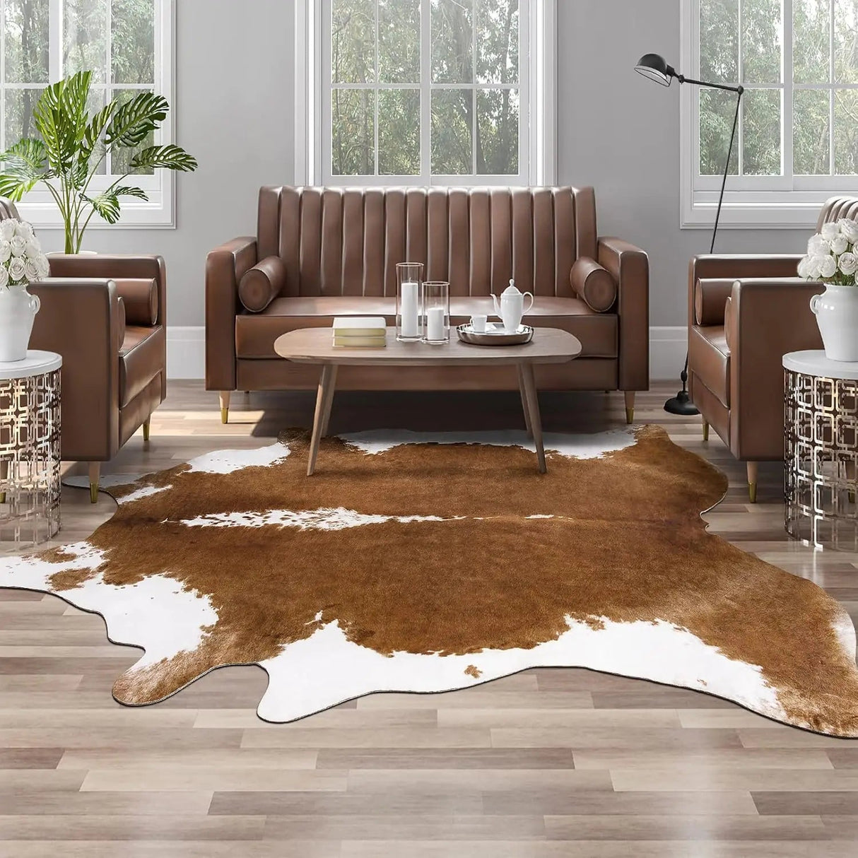 Sturdy Faux Fur Cow Print Rug for Bedroom and Living Room Decor - Julia M LifeStyles