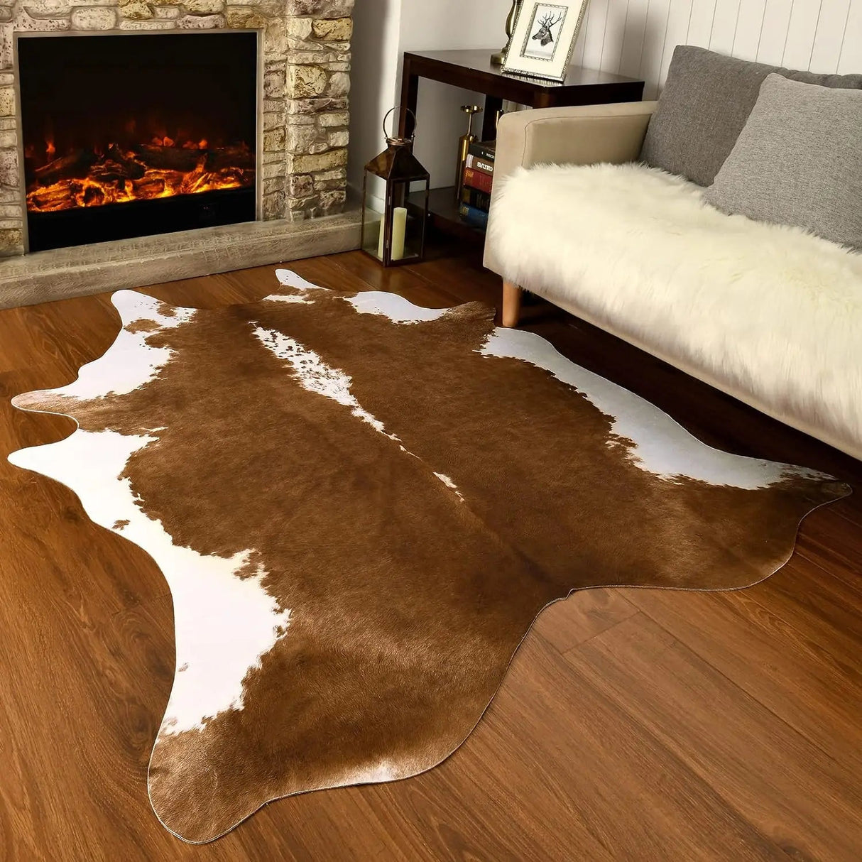 Sturdy Faux Fur Cow Print Rug for Bedroom and Living Room Decor - Julia M LifeStyles