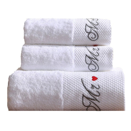 Five-Star Hotel Towel and Bath Towel Cotton Three-Piece Set Adult Thick White Soft Wearable All Cotton Soft Absorbent - Julia M LifeStyles