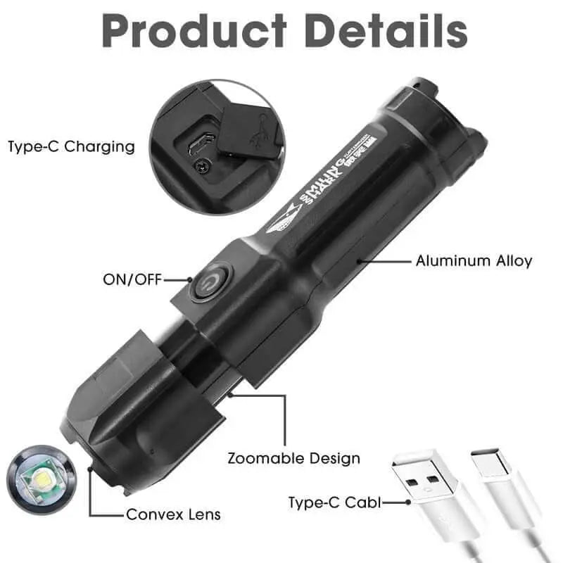 Flashlight - Strong Light Rechargeable Zoom Giant Bright Xenon Special Forces Portable Led Luminous) - Julia M LifeStyles