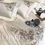 Floral Embroidered Cotton Duvet Cover Set - Luxurious 1000TC - Julia M LifeStyles