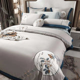 Flower Embroidered 605 Egyptian Cotton Duvet Cover Set - Julia M LifeStyles