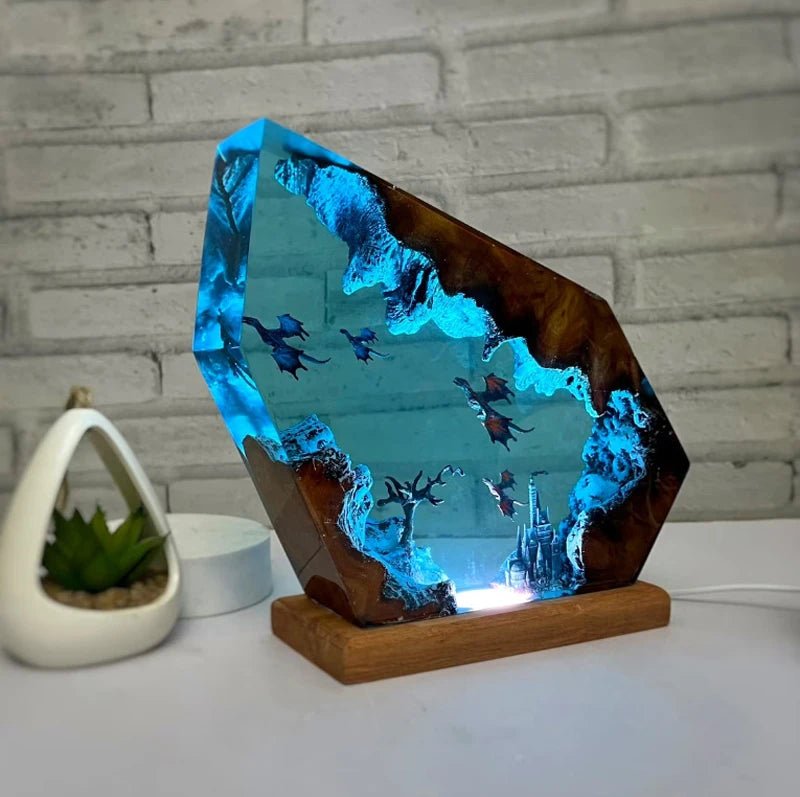 Flying Dragon Resin Table Light - USB Rechargeable Night Lamp - Julia M LifeStyles