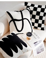 French Forest Black and White Checkerboard Throw Pillow Cover - Julia M LifeStyles