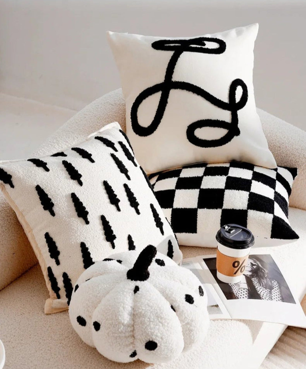 French Forest Black and White Checkerboard Throw Pillow Cover - Julia M LifeStyles